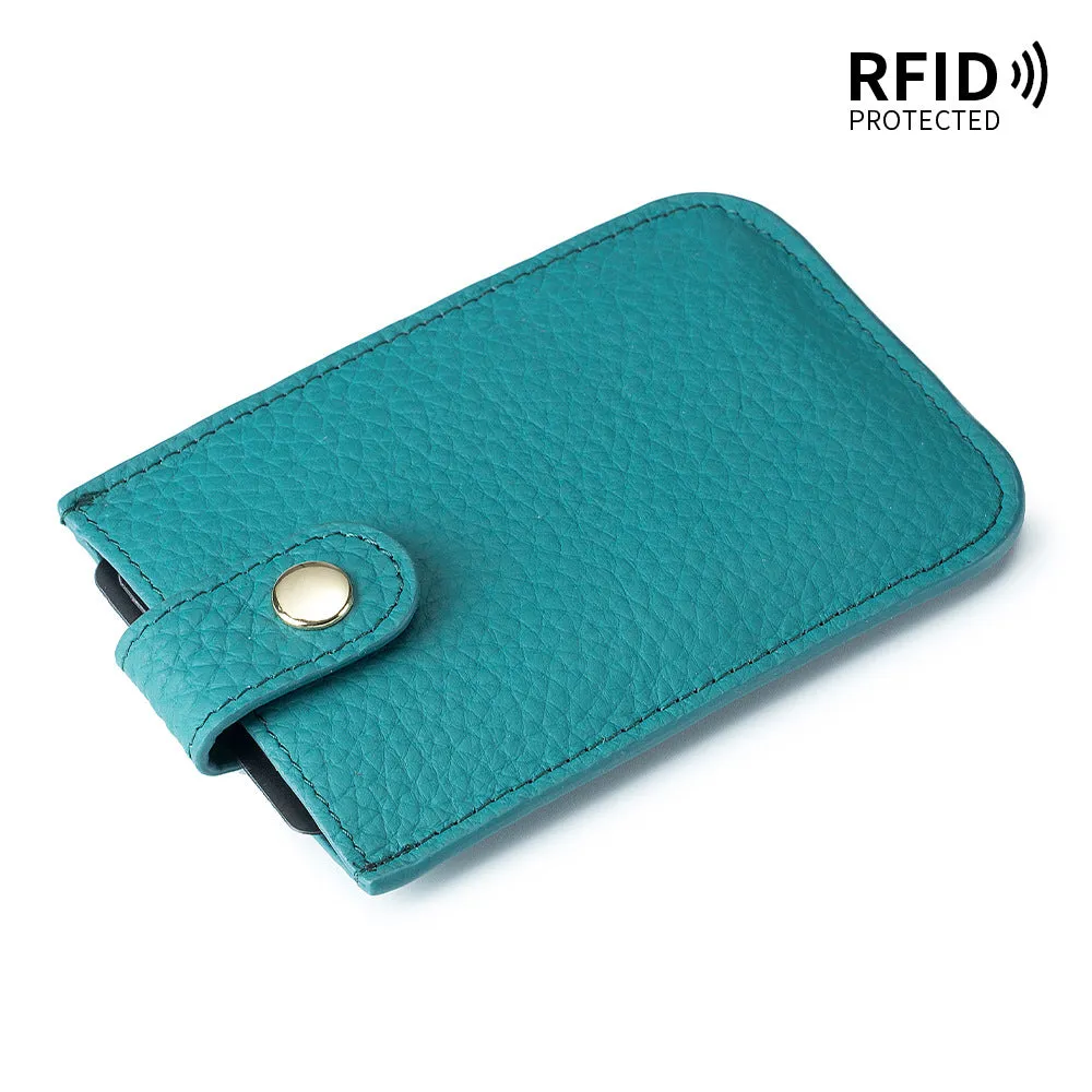 Women's Laminated Pull-out Genuine Leather Portable Compact Card Holder