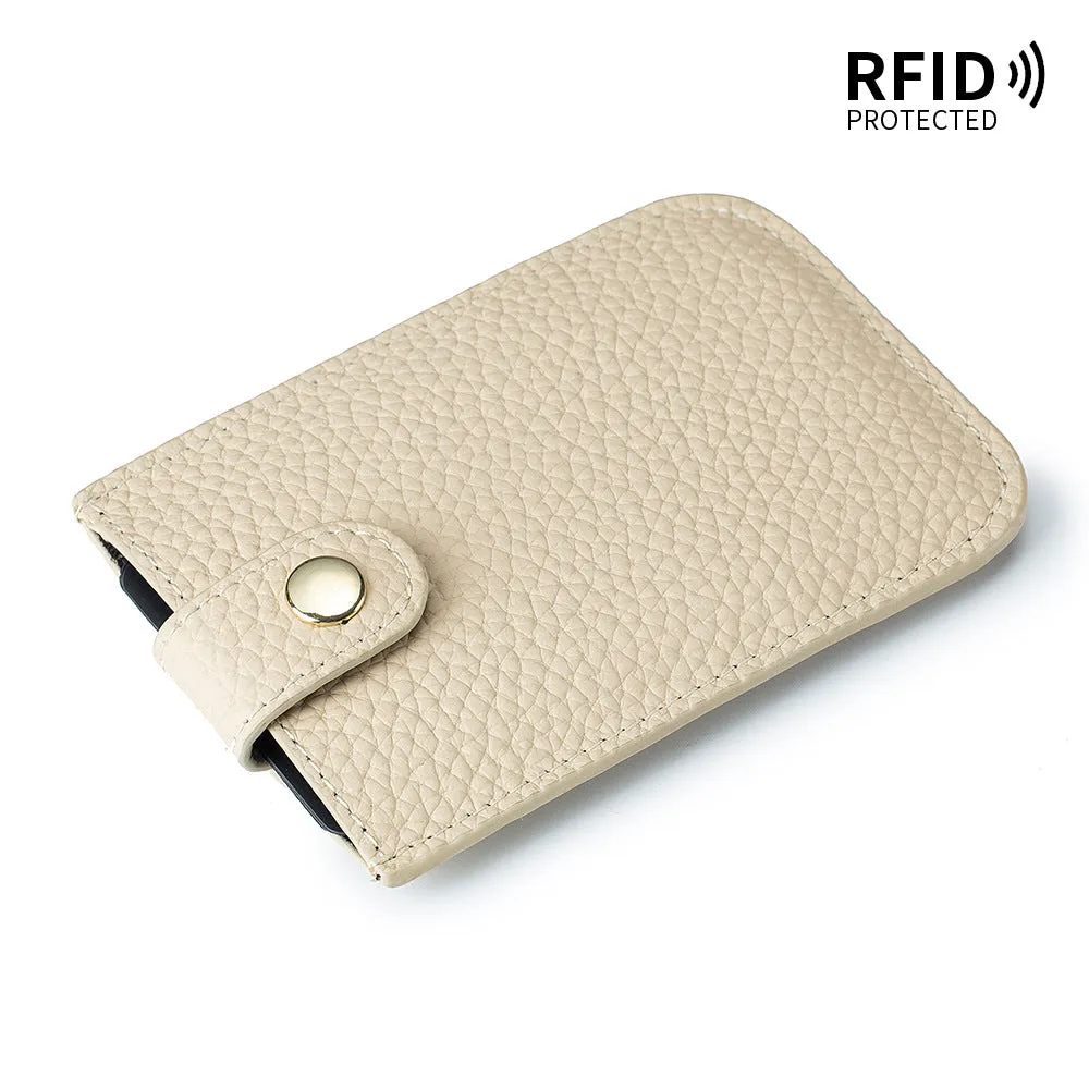 Women's Laminated Pull-out Genuine Leather Portable Compact Card Holder