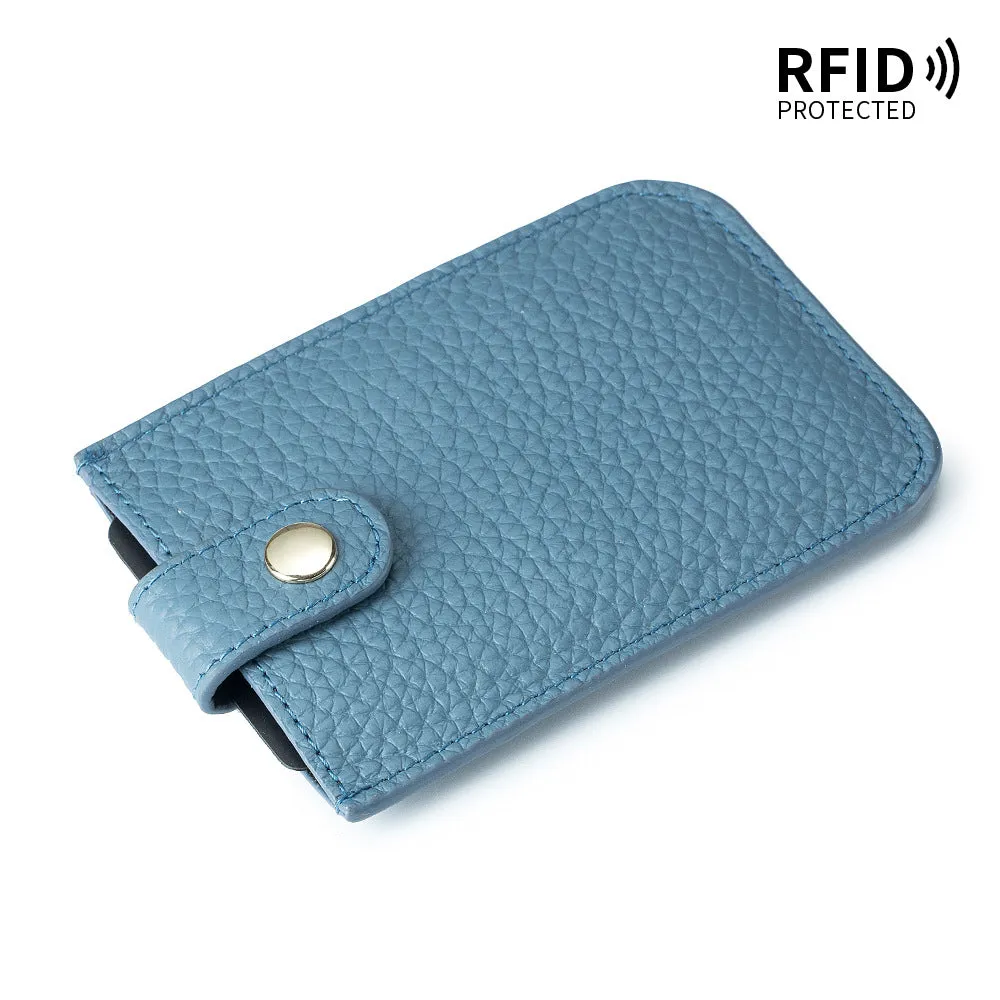 Women's Laminated Pull-out Genuine Leather Portable Compact Card Holder