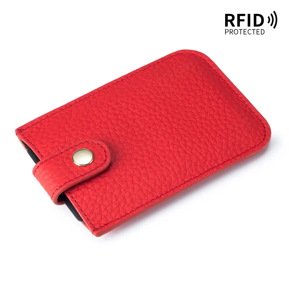 Women's Laminated Pull-out Genuine Leather Portable Compact Card Holder