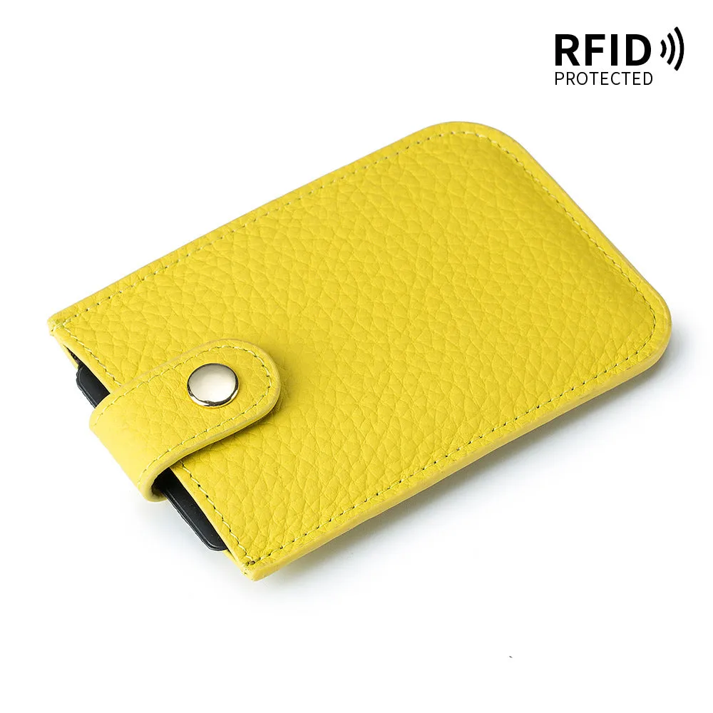 Women's Laminated Pull-out Genuine Leather Portable Compact Card Holder
