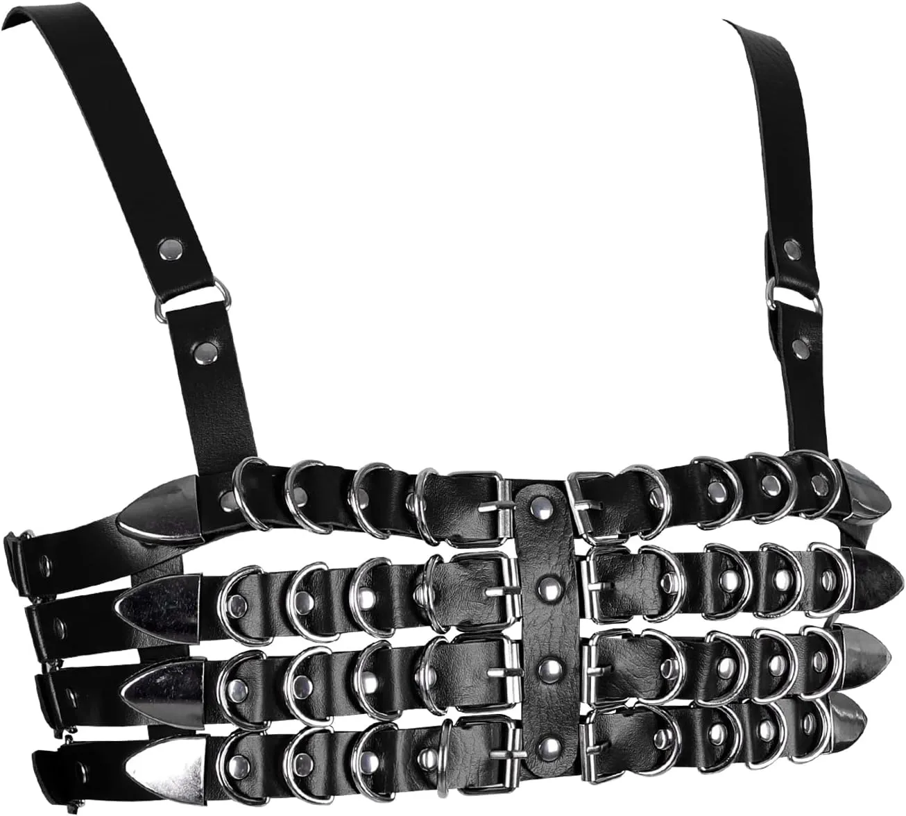 Womens Leather Full Cage Body Harness Tops Hollow Out Lingerie Punk Gothic Halloween Rave Clothing