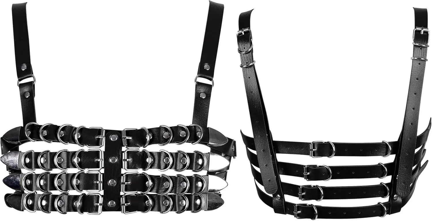 Womens Leather Full Cage Body Harness Tops Hollow Out Lingerie Punk Gothic Halloween Rave Clothing