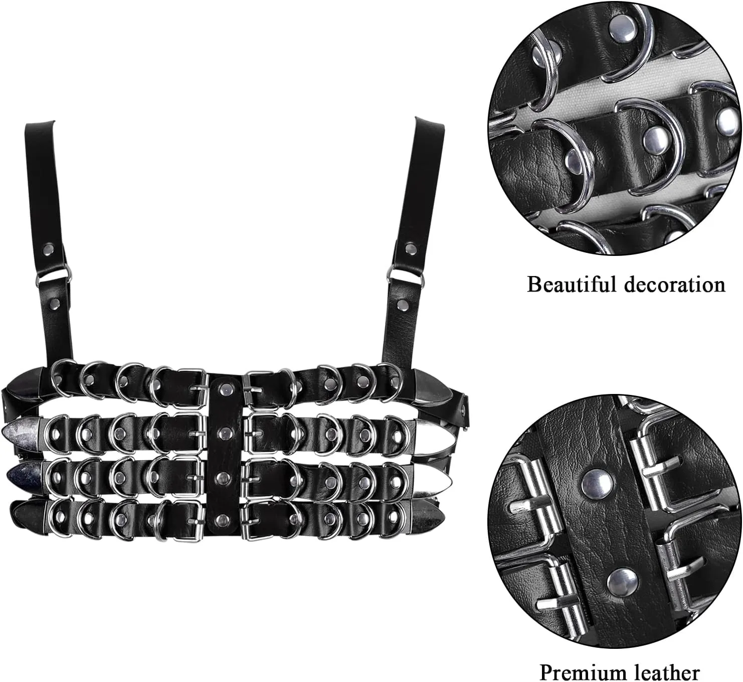 Womens Leather Full Cage Body Harness Tops Hollow Out Lingerie Punk Gothic Halloween Rave Clothing