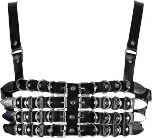Womens Leather Full Cage Body Harness Tops Hollow Out Lingerie Punk Gothic Halloween Rave Clothing