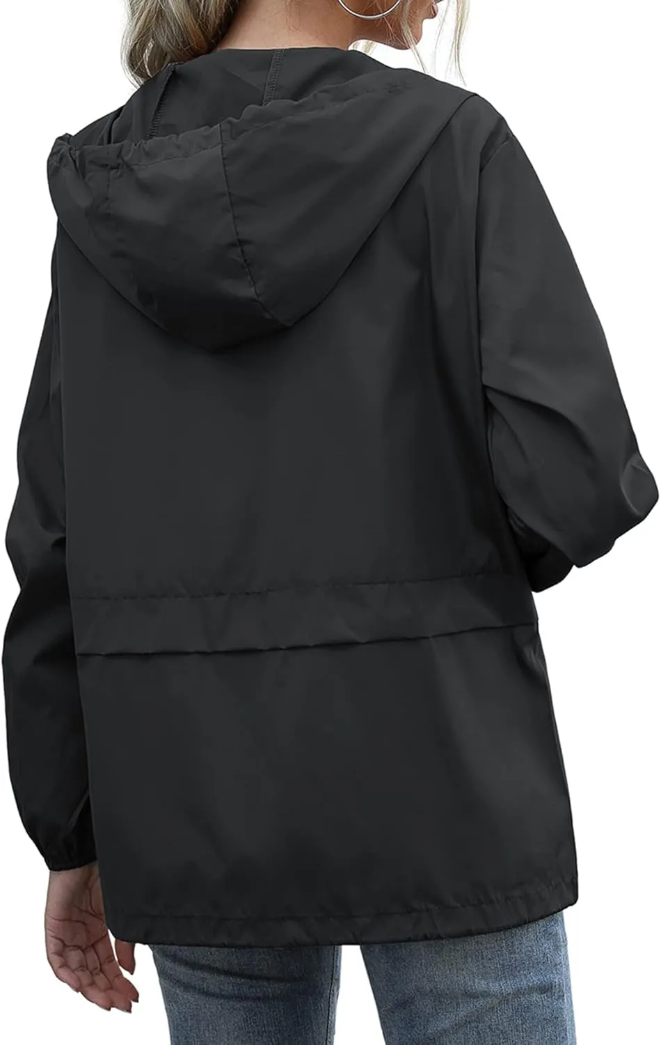 Women's Raincoats Lightweight Waterproof Windproof Adjustable Windbreaker Rain Jackets Hooded with Pockets S-XXL
