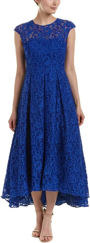 Women's Sleeveless Lace Hi Low W/Beaded Accents on Neckline