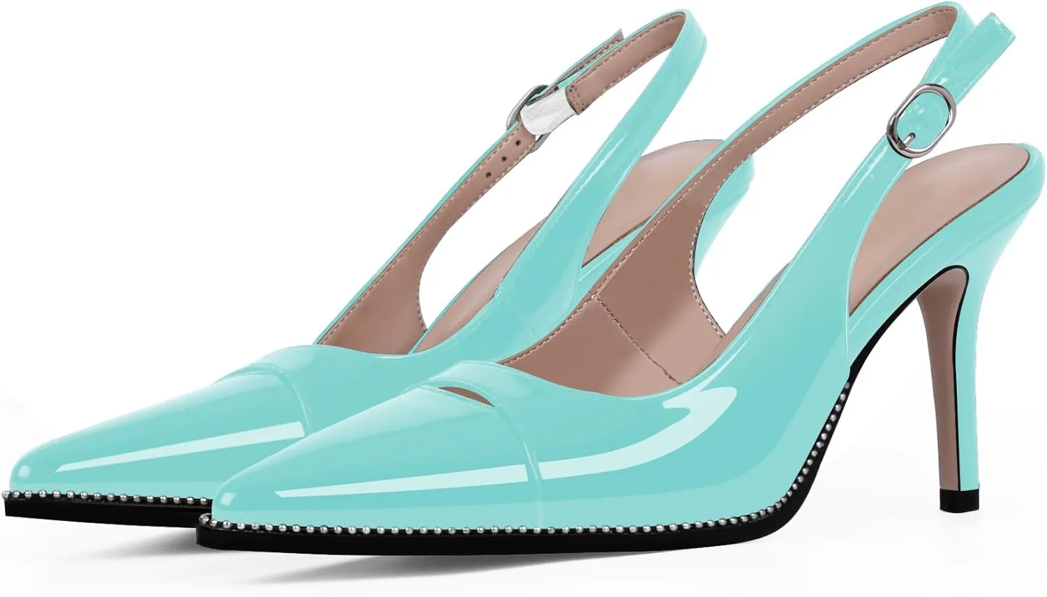 Women's Slingback Stiletto High Heels Pointed Toe Patent Leather Dress Pumps