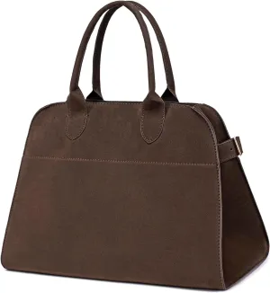 Women’s Suede Tote Bag, Large Brown Suede Leather Handbag, Suede Bag, Ideal for Daily Use, Work, Shopping