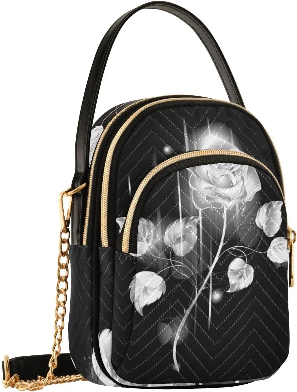 Women's Wave Cross Body Chest Bag, 52 inch Gold Chain Shoulder Handbag Purse