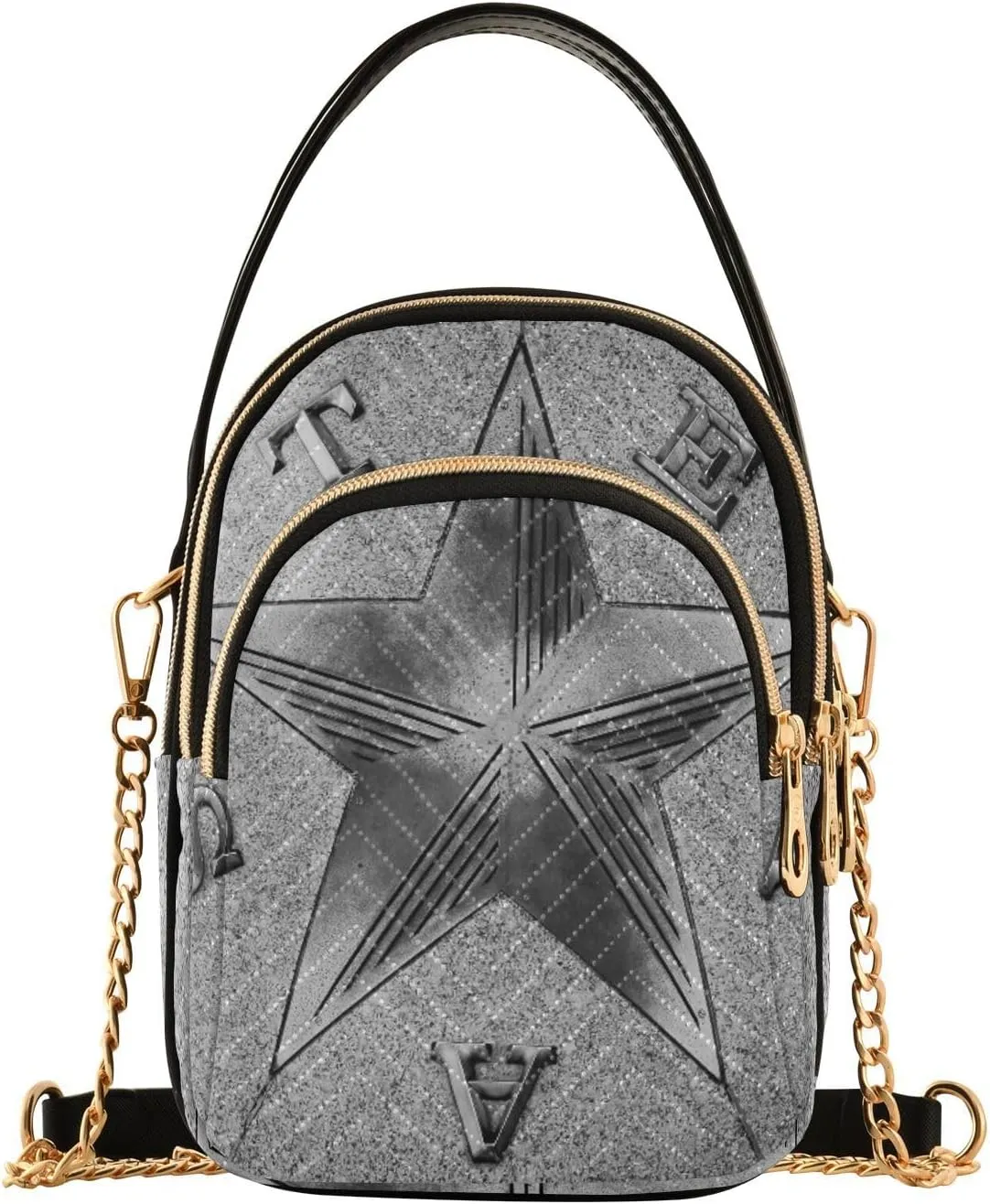 Women's Wave Cross Body Chest Bag, 52 inch Gold Chain Shoulder Handbag Purse
