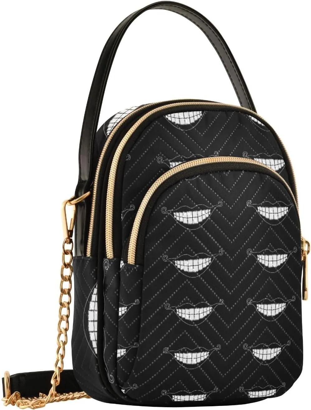Women's Wave Cross Body Chest Bag, 52 inch Gold Chain Shoulder Handbag Purse