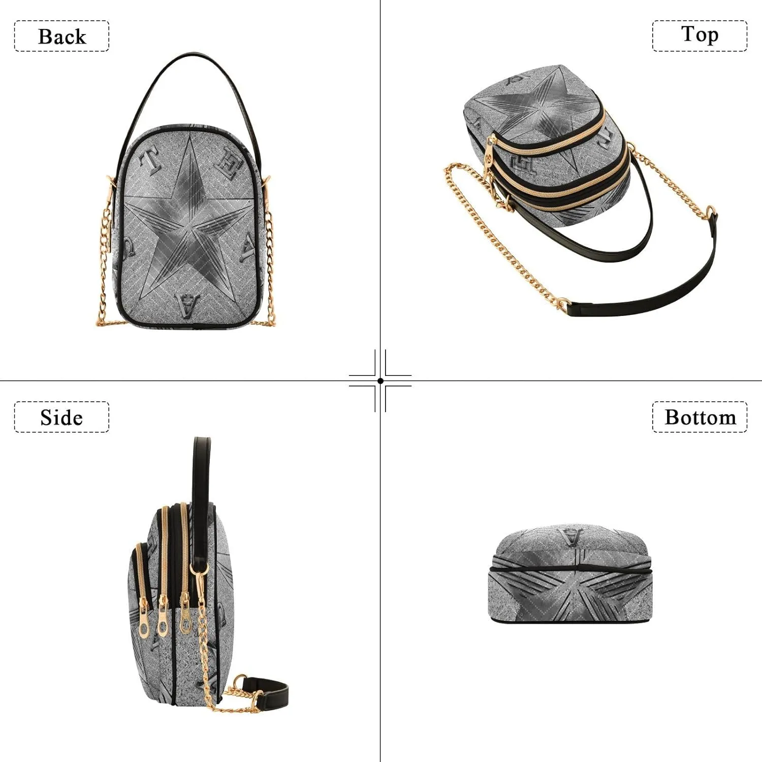 Women's Wave Cross Body Chest Bag, 52 inch Gold Chain Shoulder Handbag Purse