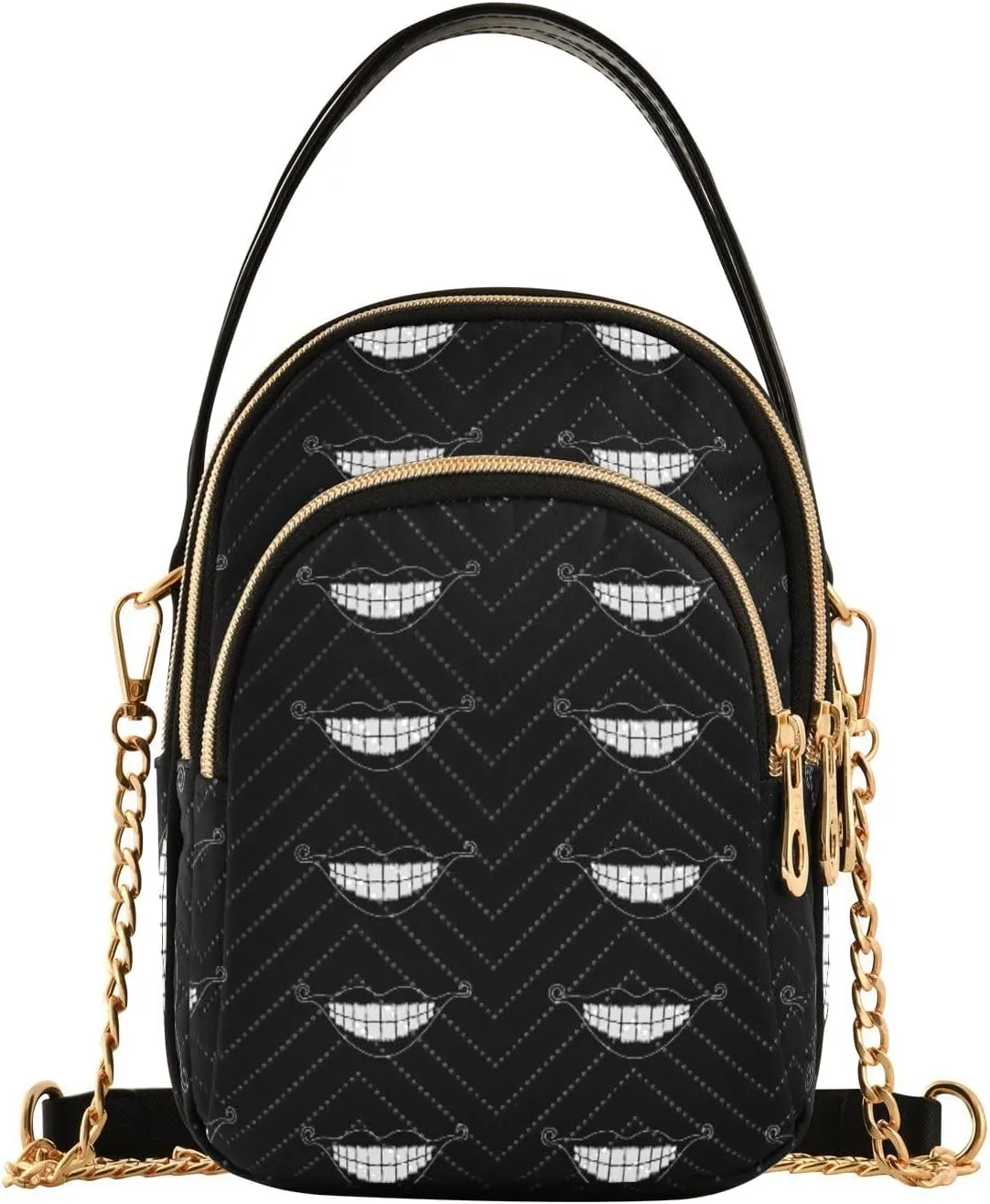 Women's Wave Cross Body Chest Bag, 52 inch Gold Chain Shoulder Handbag Purse