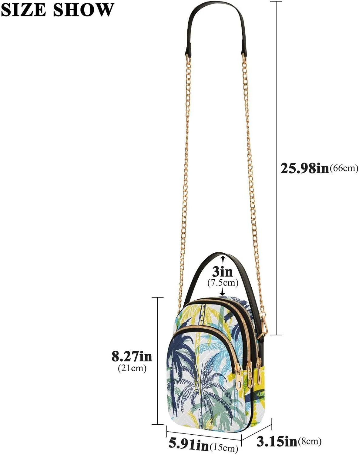 Women's Wave Cross Body Chest Bag, 52 inch Gold Chain Shoulder Handbag Purse