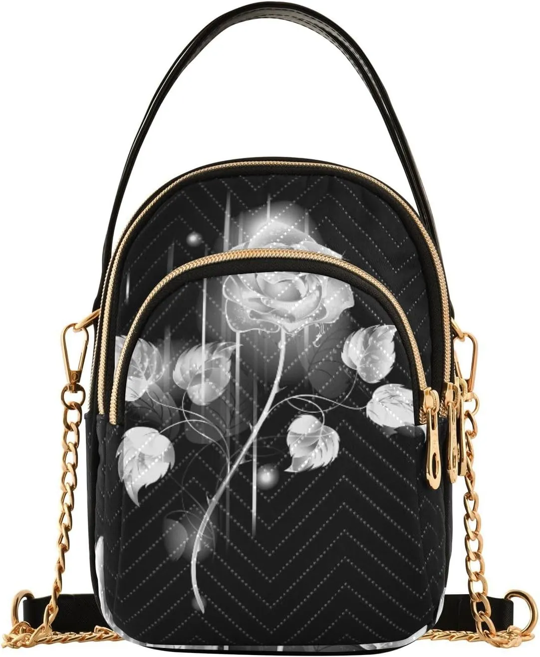 Women's Wave Cross Body Chest Bag, 52 inch Gold Chain Shoulder Handbag Purse
