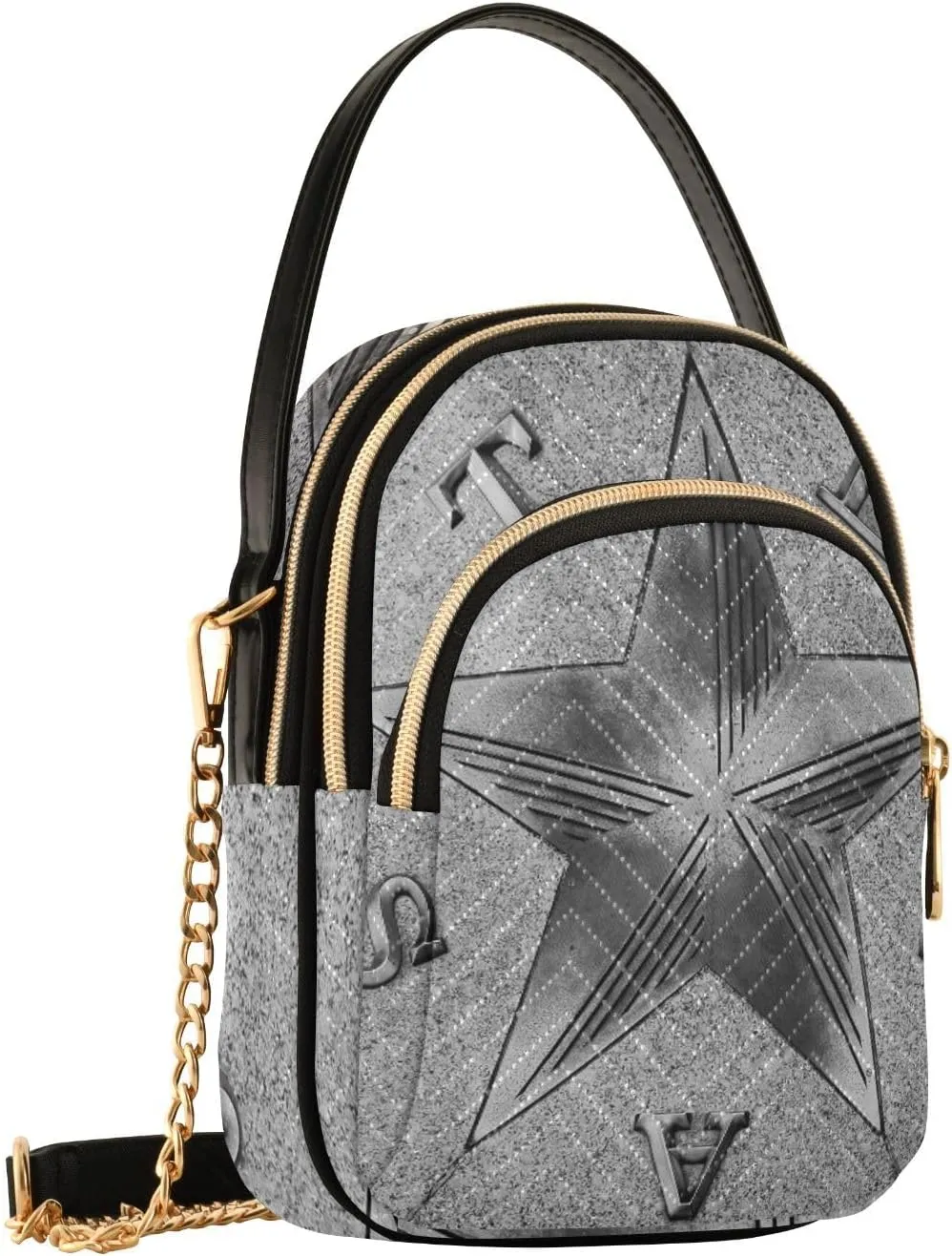 Women's Wave Cross Body Chest Bag, 52 inch Gold Chain Shoulder Handbag Purse