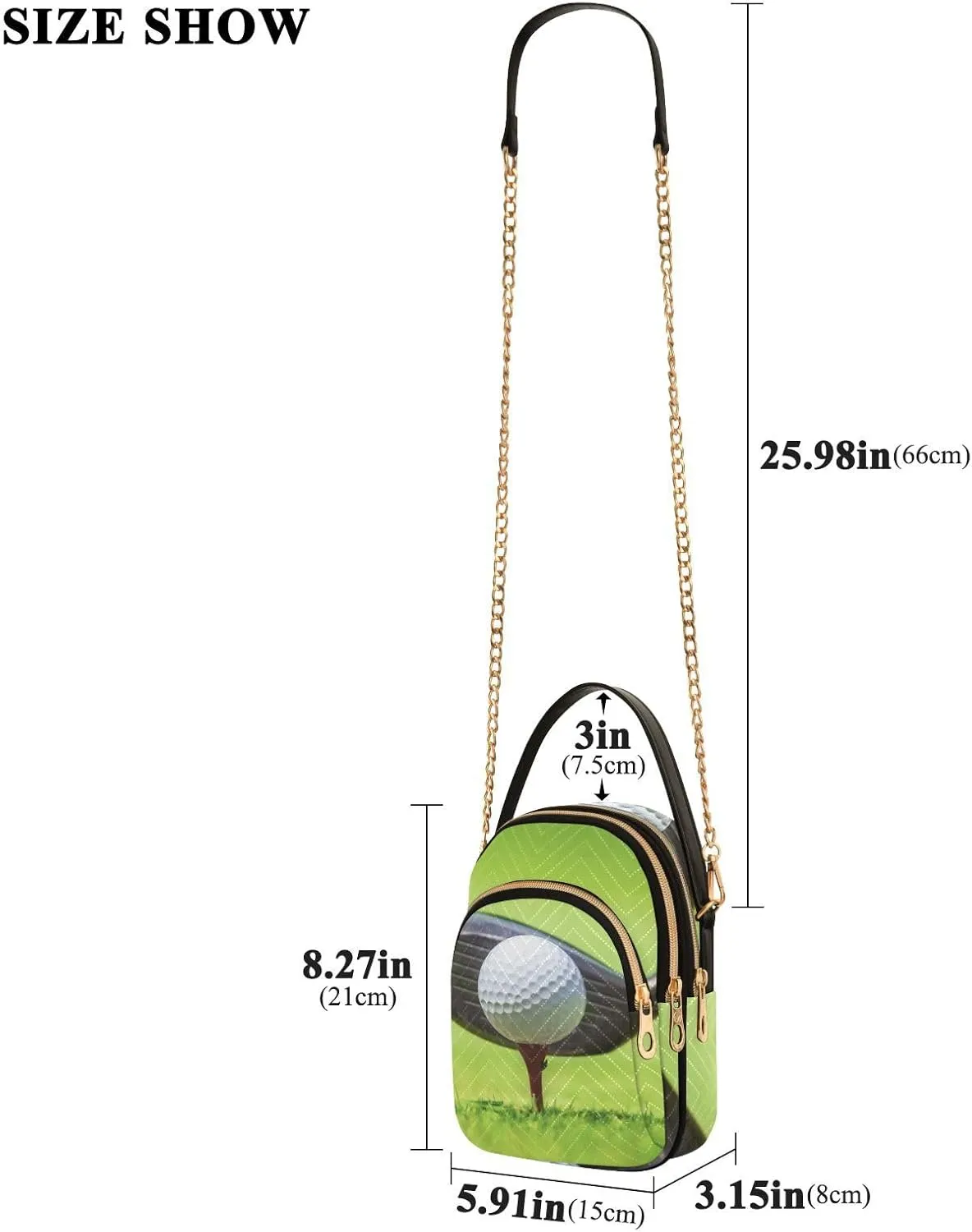 Women's Wave Cross Body Chest Bag, 52 inch Gold Chain Shoulder Handbag Purse