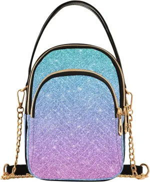 Women's Wave Cross Body Chest Bag, 52 inch Gold Chain Shoulder Handbag Purse