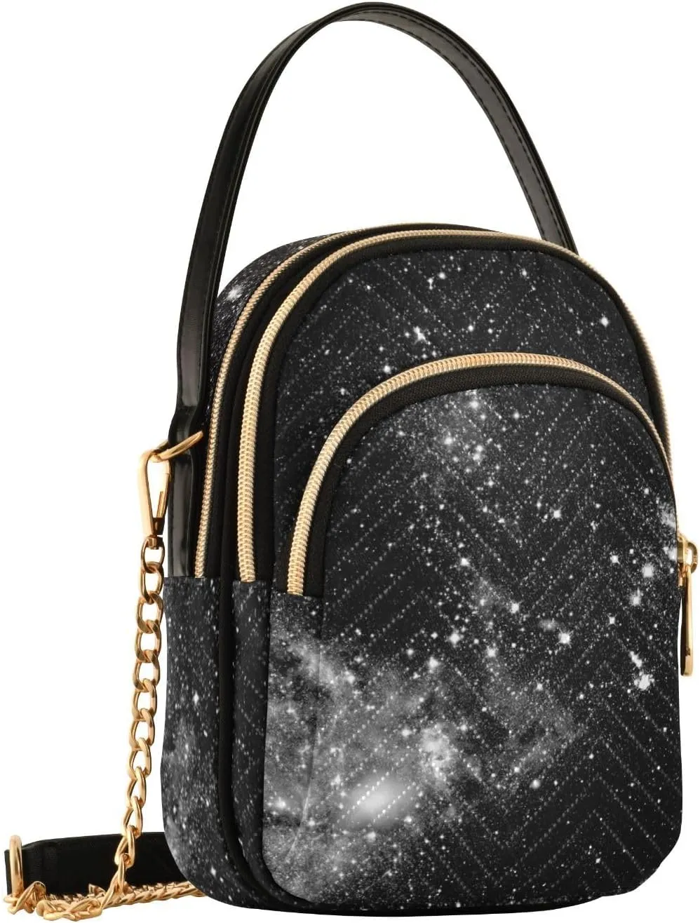 Women's Wave Cross Body Chest Bag, 52 inch Gold Chain Shoulder Handbag Purse