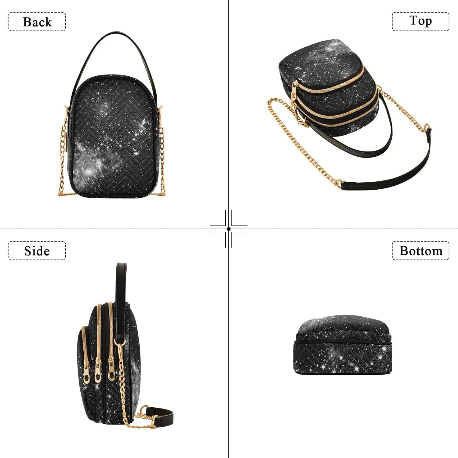 Women's Wave Cross Body Chest Bag, 52 inch Gold Chain Shoulder Handbag Purse