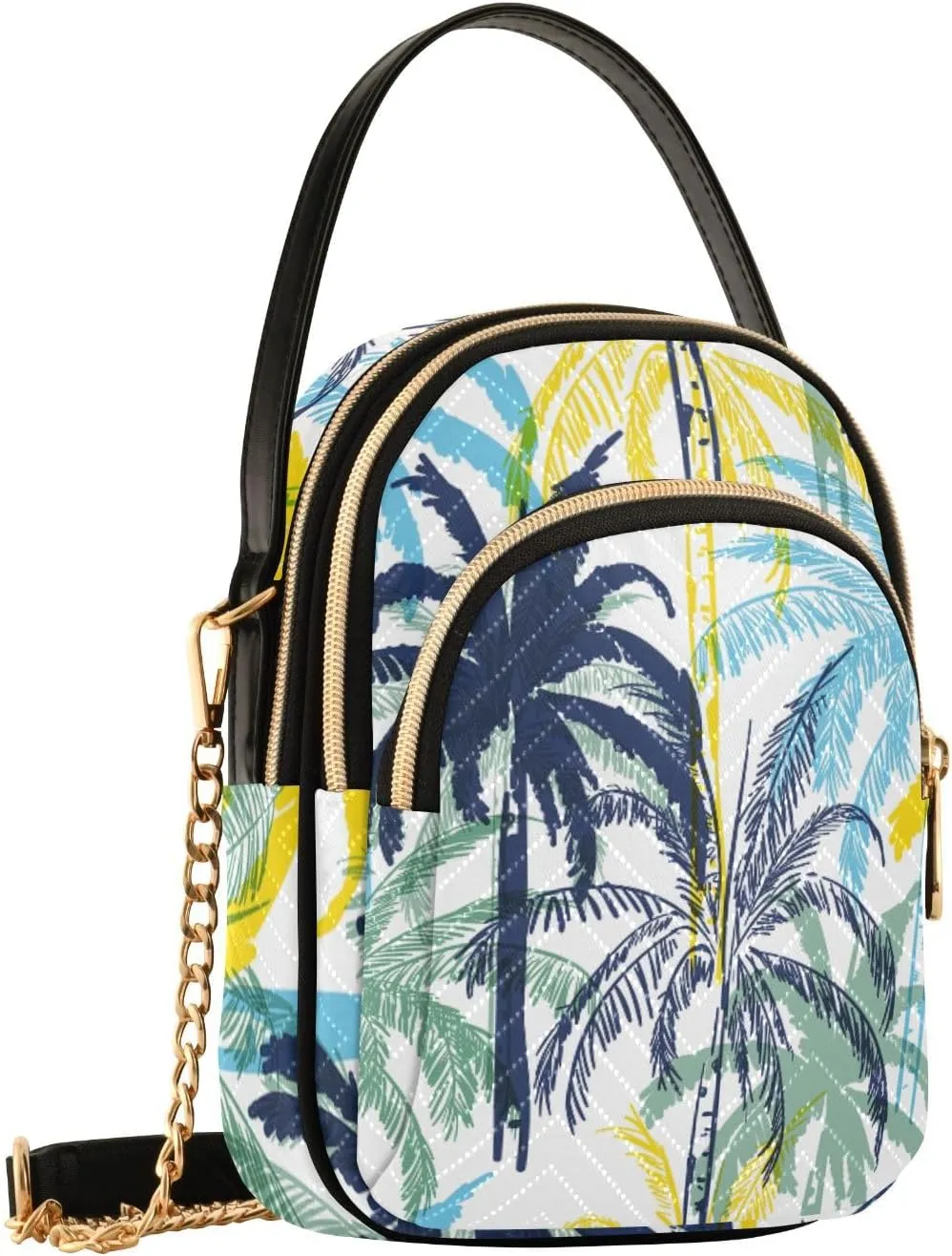 Women's Wave Cross Body Chest Bag, 52 inch Gold Chain Shoulder Handbag Purse