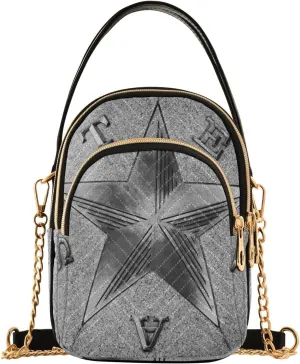 Women's Wave Cross Body Chest Bag, 52 inch Gold Chain Shoulder Handbag Purse