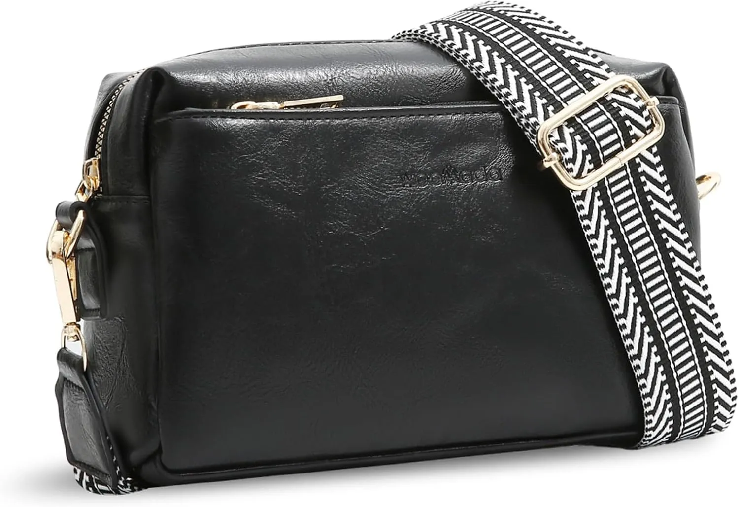 WOOMADA Crossbody Bags for Women Vegan Leather Purses Small Shoulder Handbags with Wide Strap