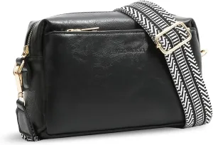 WOOMADA Crossbody Bags for Women Vegan Leather Purses Small Shoulder Handbags with Wide Strap