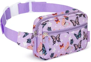 WOOMADA Fanny Pack, Crossbody Bag Waist Bag with Adjustable Waistband, Cute Belt Bag for Gifts(Purple Butterfly)
