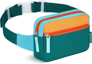 WOOMADA Fanny Pack for Kids, Crossbody Bag Waist Bag with Adjustable Waistband, Cute Belt Bag for Gifts(Blue&Army Green)