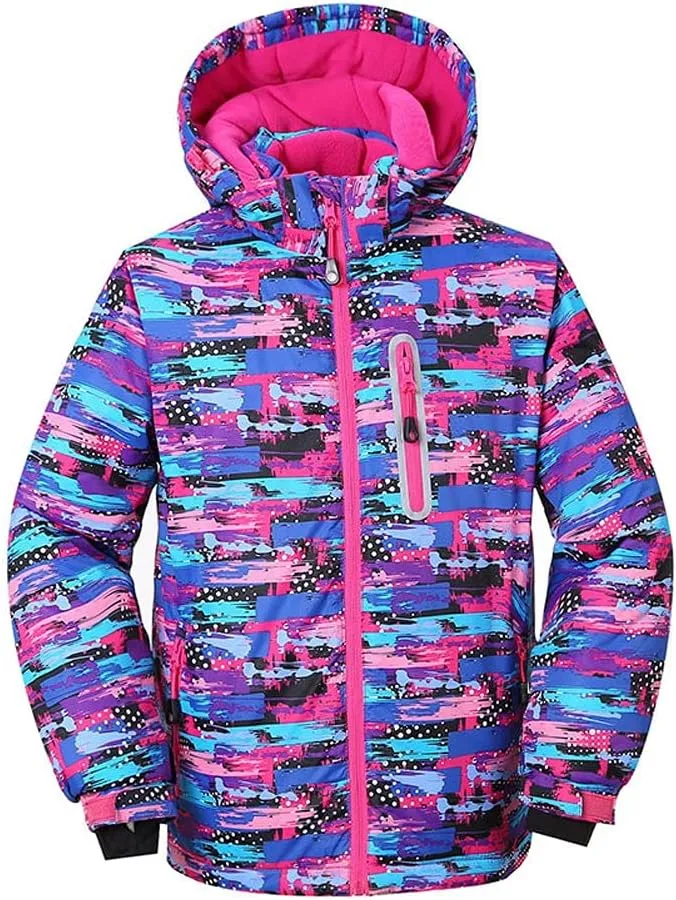 WOWULOVELY Girls Thicken Warm Snowsuit Hooded Ski Jacket Pants 2 Pcs Set Skiing Jacket with Pants