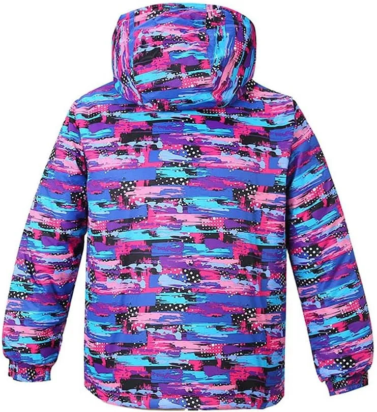WOWULOVELY Girls Thicken Warm Snowsuit Hooded Ski Jacket Pants 2 Pcs Set Skiing Jacket with Pants