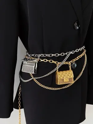 Xehuro Fashionable Small metal Waist Bag Belt Bags for Women Trendy Y2k Accessories Mini Belt Bag Waist Bag for Women