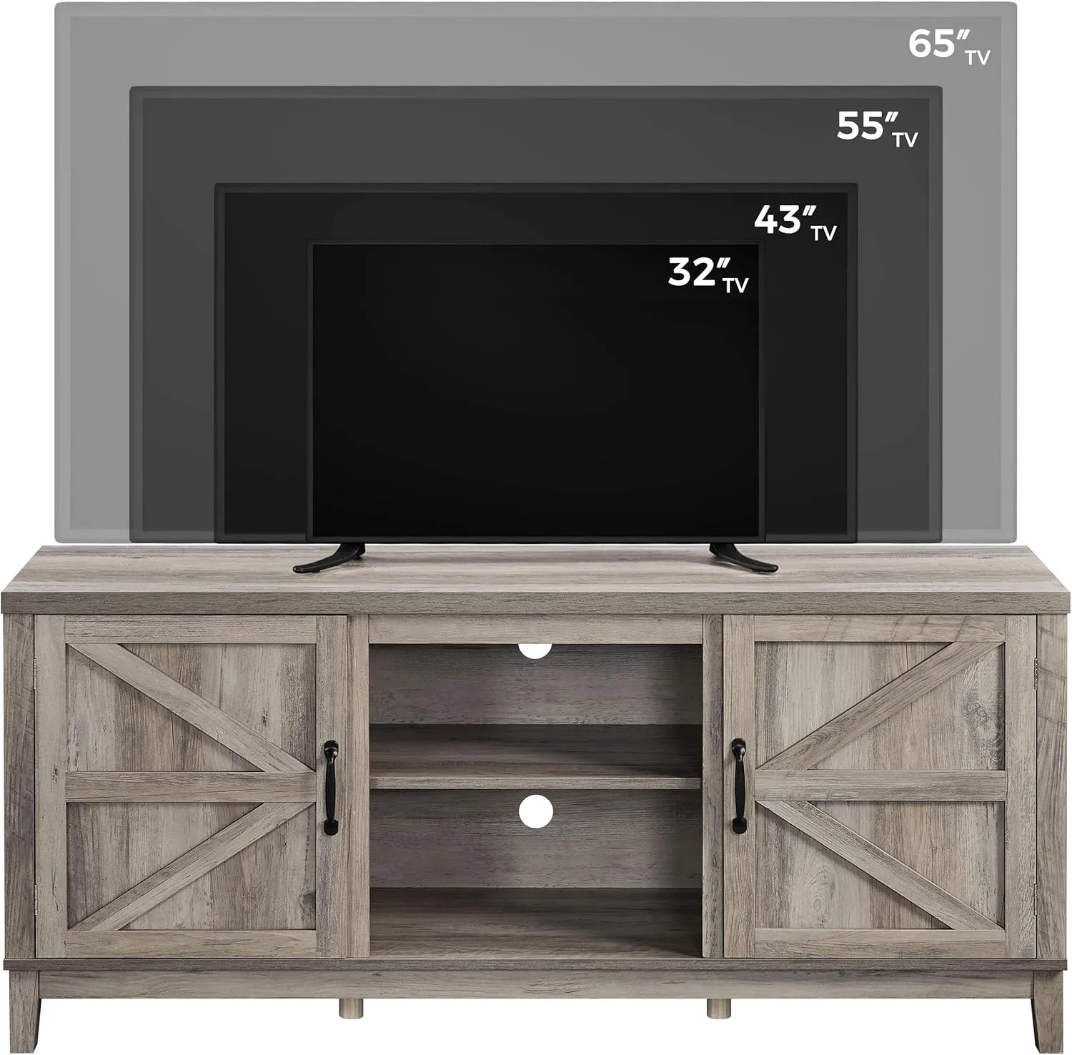 Yaheetech TV Stand for 65 Inch TV, Farmhouse TV Console Table for Living Room, Tall Entertainment Center with Double Barn Doors for Bedroom, Gray