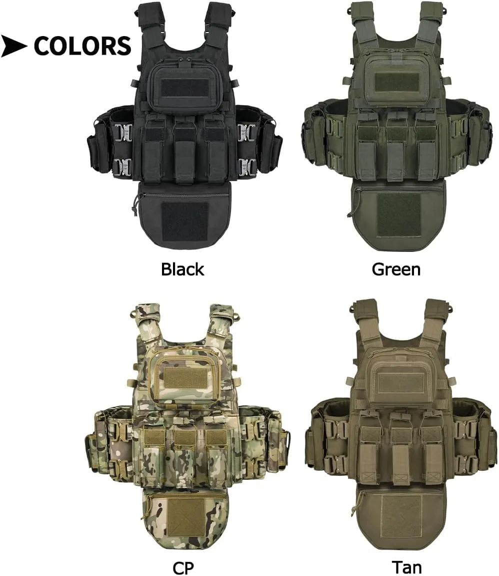 YAKEDA Tactical Training Vest with PALS System - Multi-Pocket Adjustable Straps Quick-Release Buckle for Hunting