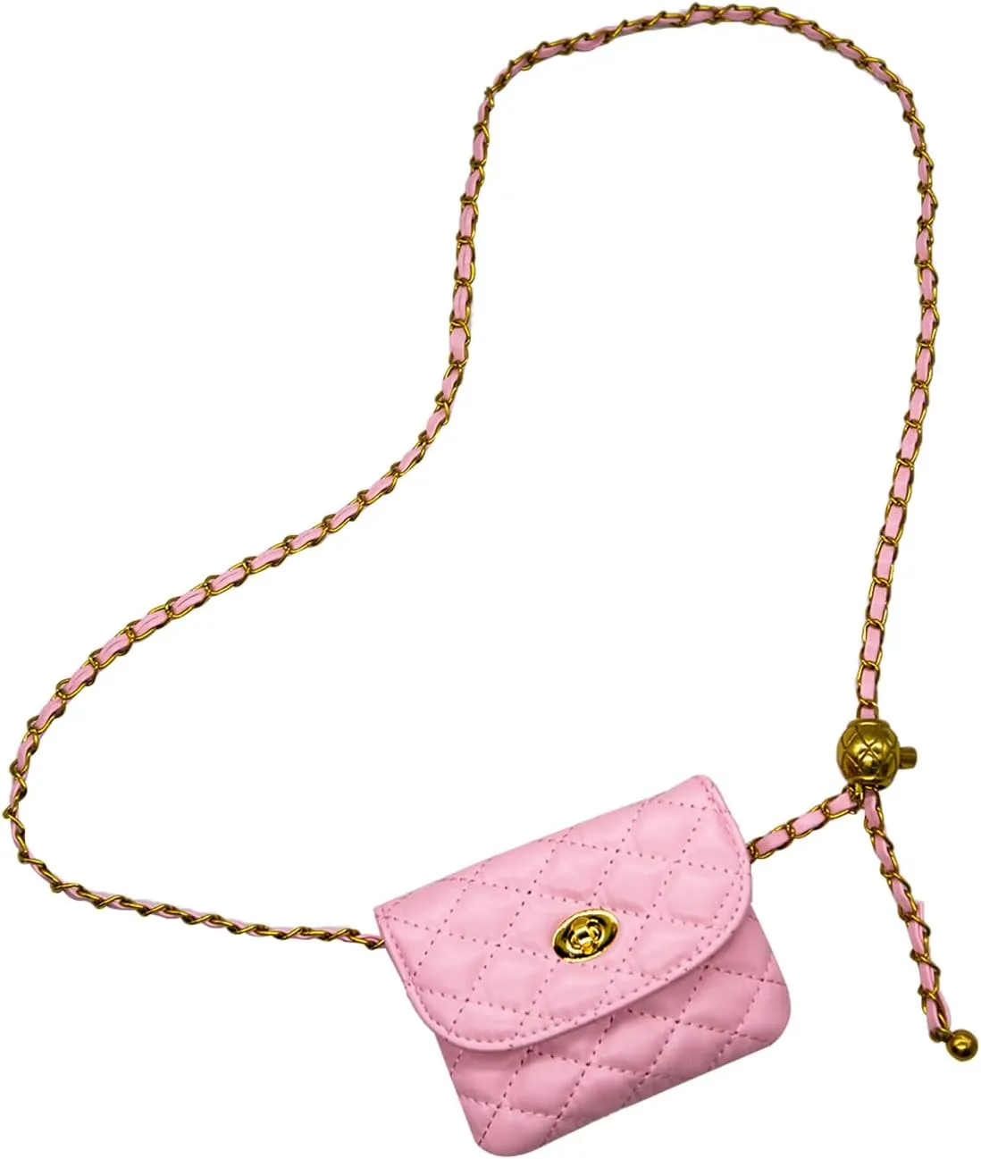 YAMEIZE PU Leather Chain Belt Bag for Women - Crossbody Waist Bag Fanny Pack Detachable Belt Chain Women Evening Mini Handbag