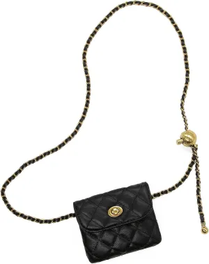 YAMEIZE PU Leather Chain Belt Bag for Women - Crossbody Waist Bag Fanny Pack Detachable Belt Chain Women Evening Mini Handbag