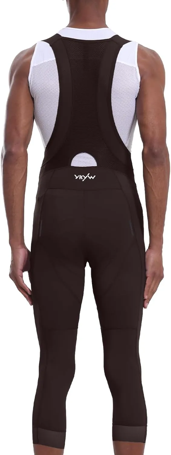 YKYWBIKE Cycling Bibs 3/4 Bike Bib Tights for Men - 4D Padded Bike Shorts, Breathable Mountain Biking Bicycle Pants