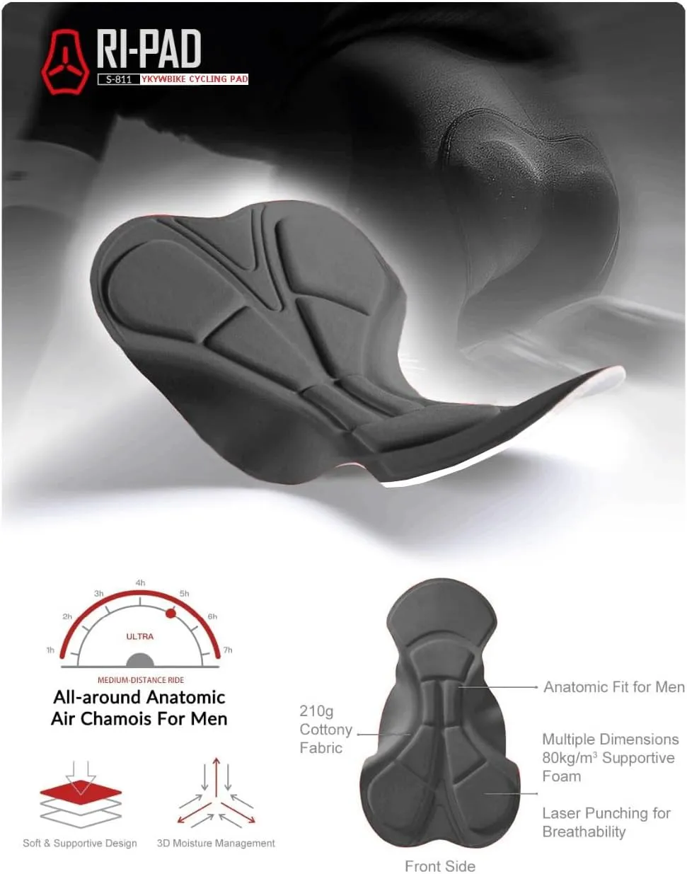 YKYWBIKE Cycling Bibs 3/4 Bike Bib Tights for Men - 4D Padded Bike Shorts, Breathable Mountain Biking Bicycle Pants
