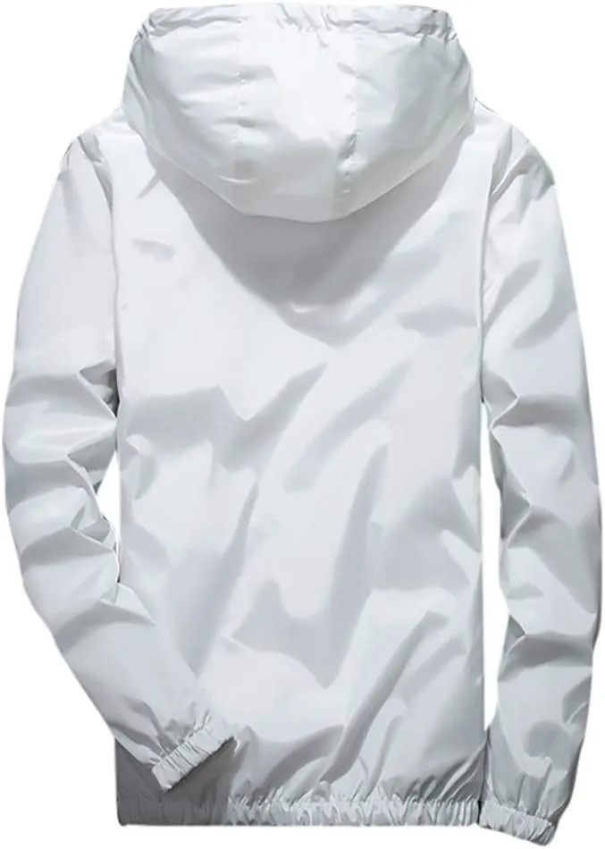 Ymosrh Men's Hooded Waterproof Lightweight Windbreaker Jackets Nylon Wind & Water Resistant Rain Jacket, M-7XL