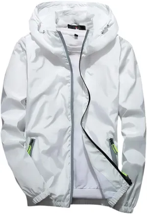 Ymosrh Men's Hooded Waterproof Lightweight Windbreaker Jackets Nylon Wind & Water Resistant Rain Jacket, M-7XL