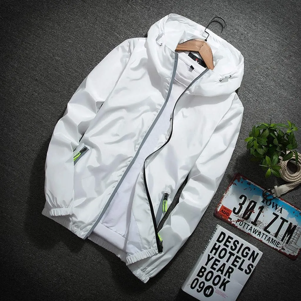 Ymosrh Men's Hooded Waterproof Lightweight Windbreaker Jackets Nylon Wind & Water Resistant Rain Jacket, M-7XL