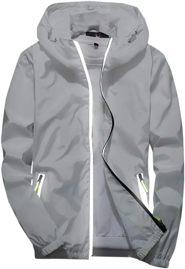 Ymosrh Men's Hooded Waterproof Lightweight Windbreaker Jackets Nylon Wind & Water Resistant Rain Jacket, M-7XL