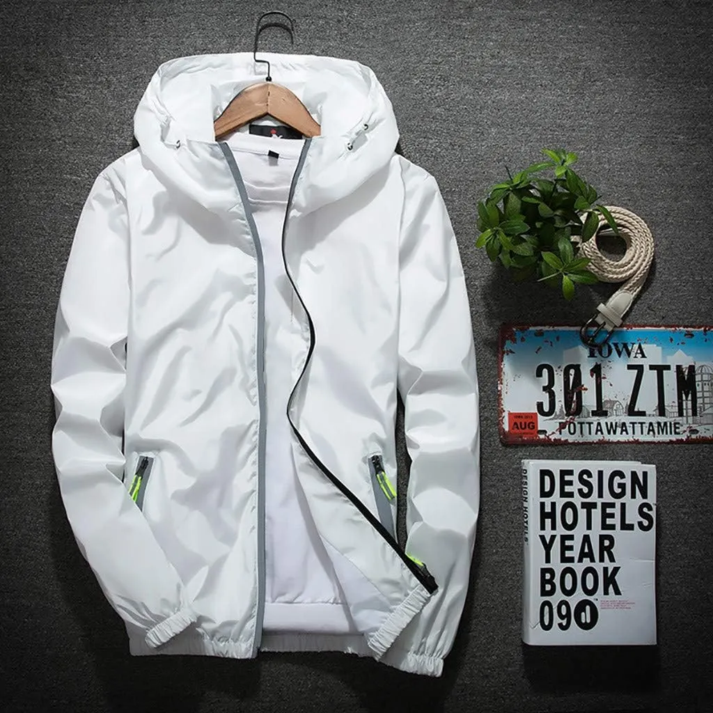Ymosrh Men's Hooded Waterproof Lightweight Windbreaker Jackets Nylon Wind & Water Resistant Rain Jacket, M-7XL