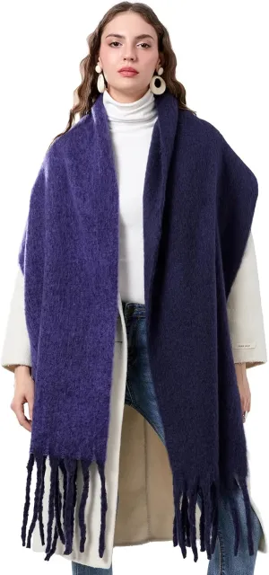 Yoawdats Women Winter Warm Scarf Elegant Contrast Color Tasseled Shawl Wrap Long Stoles Oversized Soft Scarves Fall Gifts