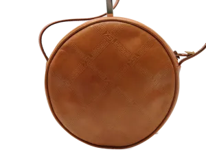Yves Saint Laurent Bag Brown Leather Crossbody Embossed Round Vintage