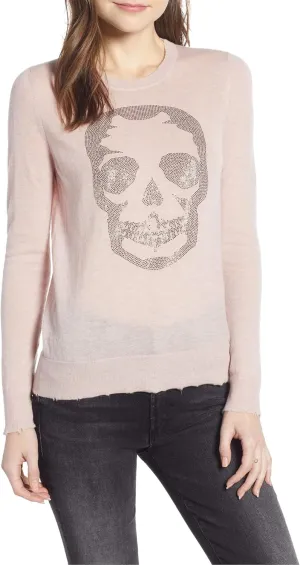 Zadig & Voltaire Miss CP Skull Cashmere Sweater (Pink, Large)
