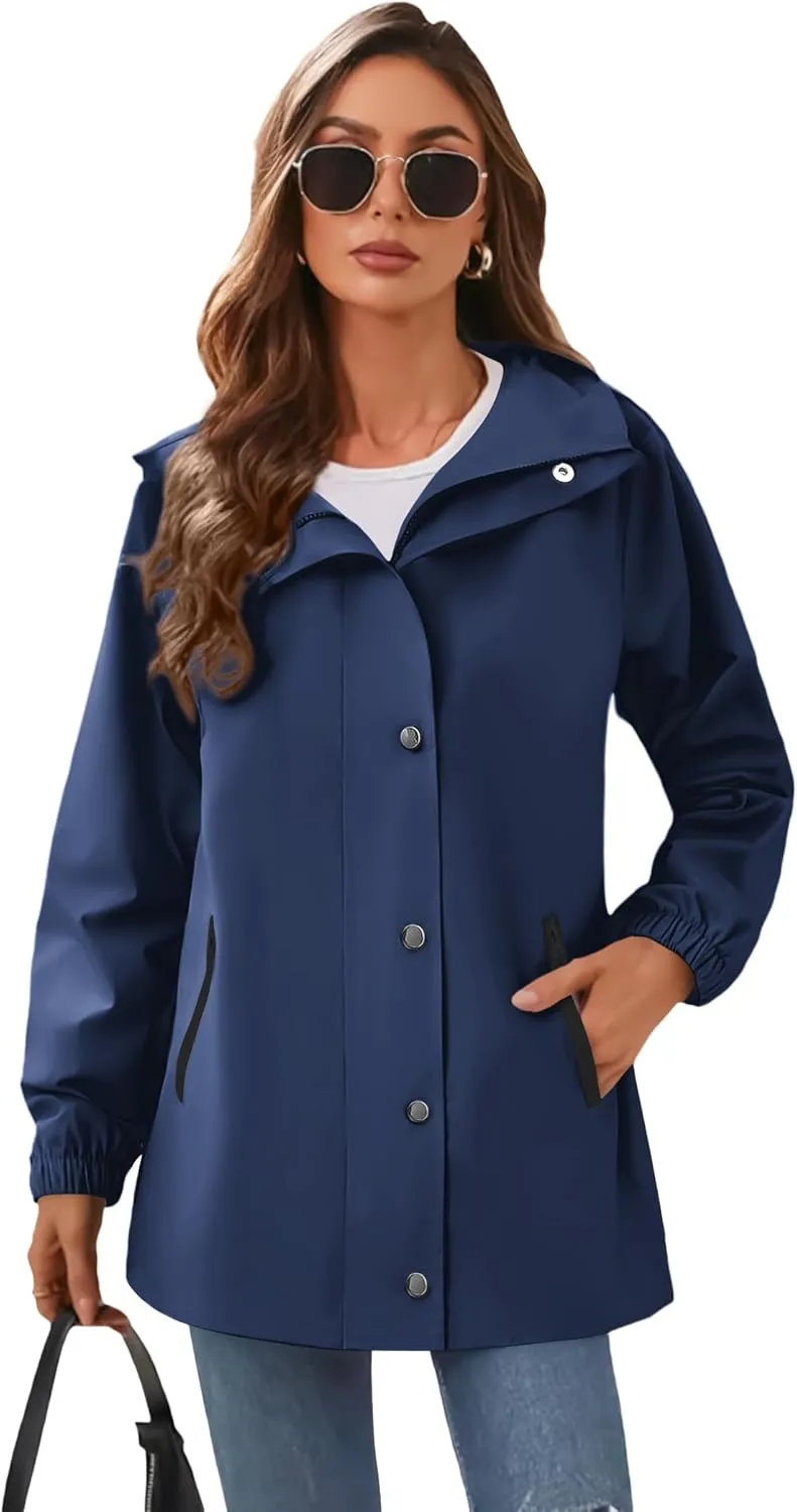 Zeagoo Women's Waterproof Rain Jacket With Hood - Lightweight Windbreaker Raincoat With Pockets for Outdoor
