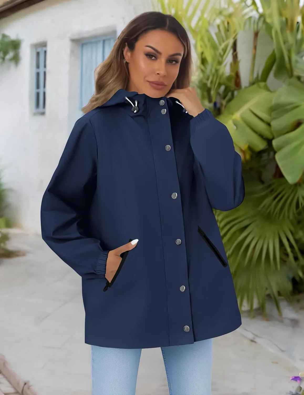 Zeagoo Women's Waterproof Rain Jacket With Hood - Lightweight Windbreaker Raincoat With Pockets for Outdoor
